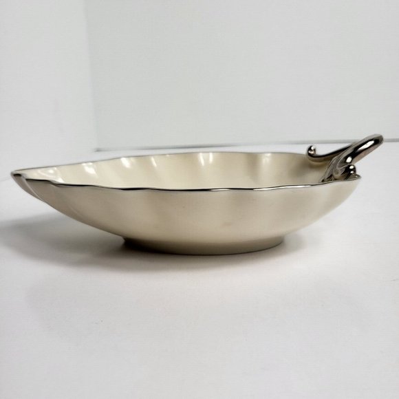 Lenox Candy Trinket Jewelry Dish Leaf With Silver Trim Vintage USA Home Decor - Picture 16 of 16